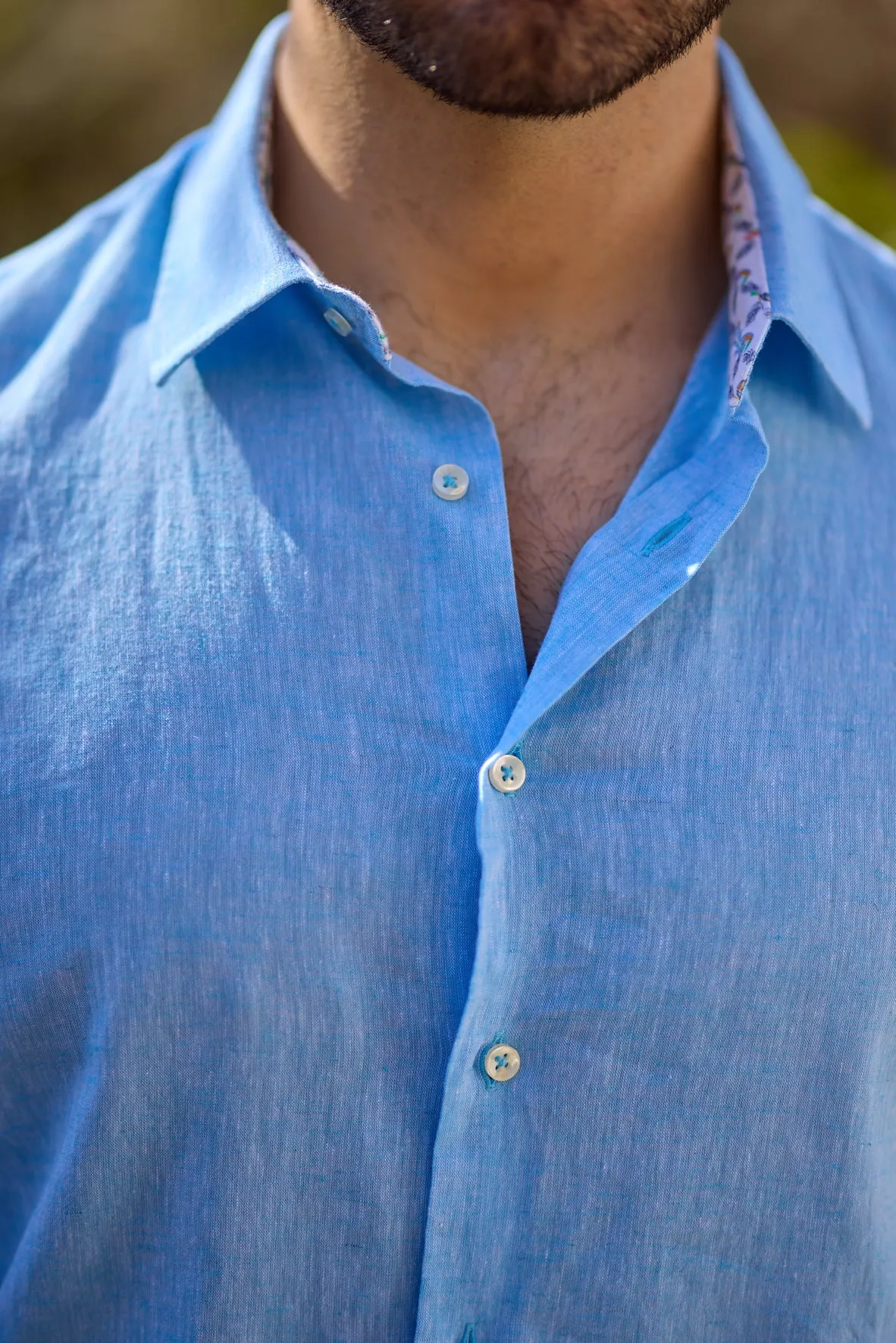 Gun Hill Mens Lincoln Linen Shirt - Aqua