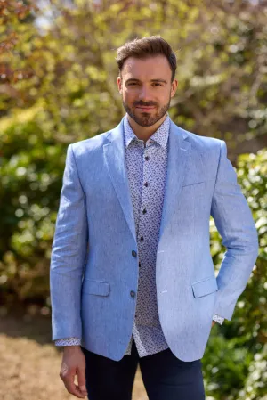 Gun Hill Mens Monza linen Jacket - Light blue