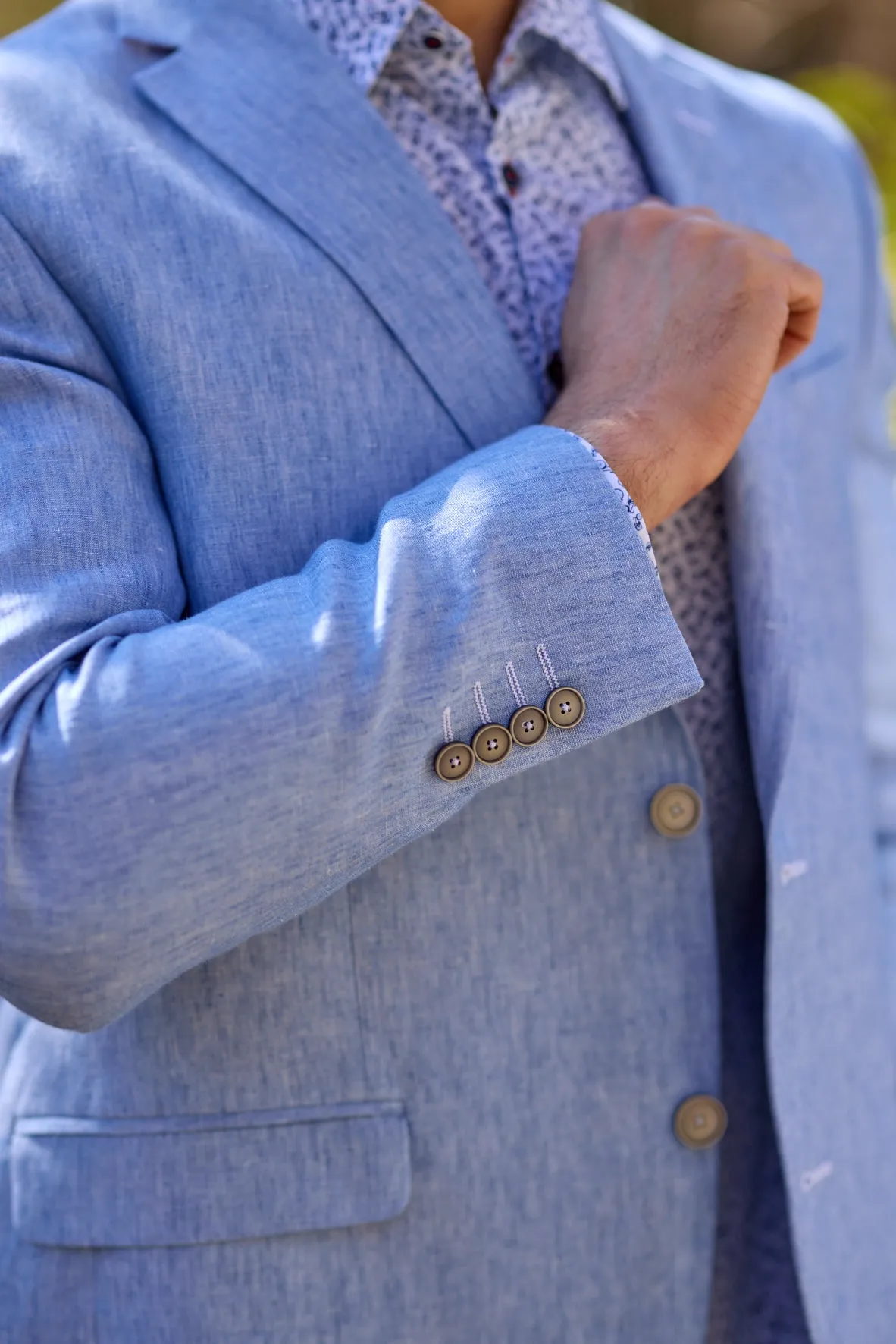 Gun Hill Mens Monza linen Jacket - Light blue