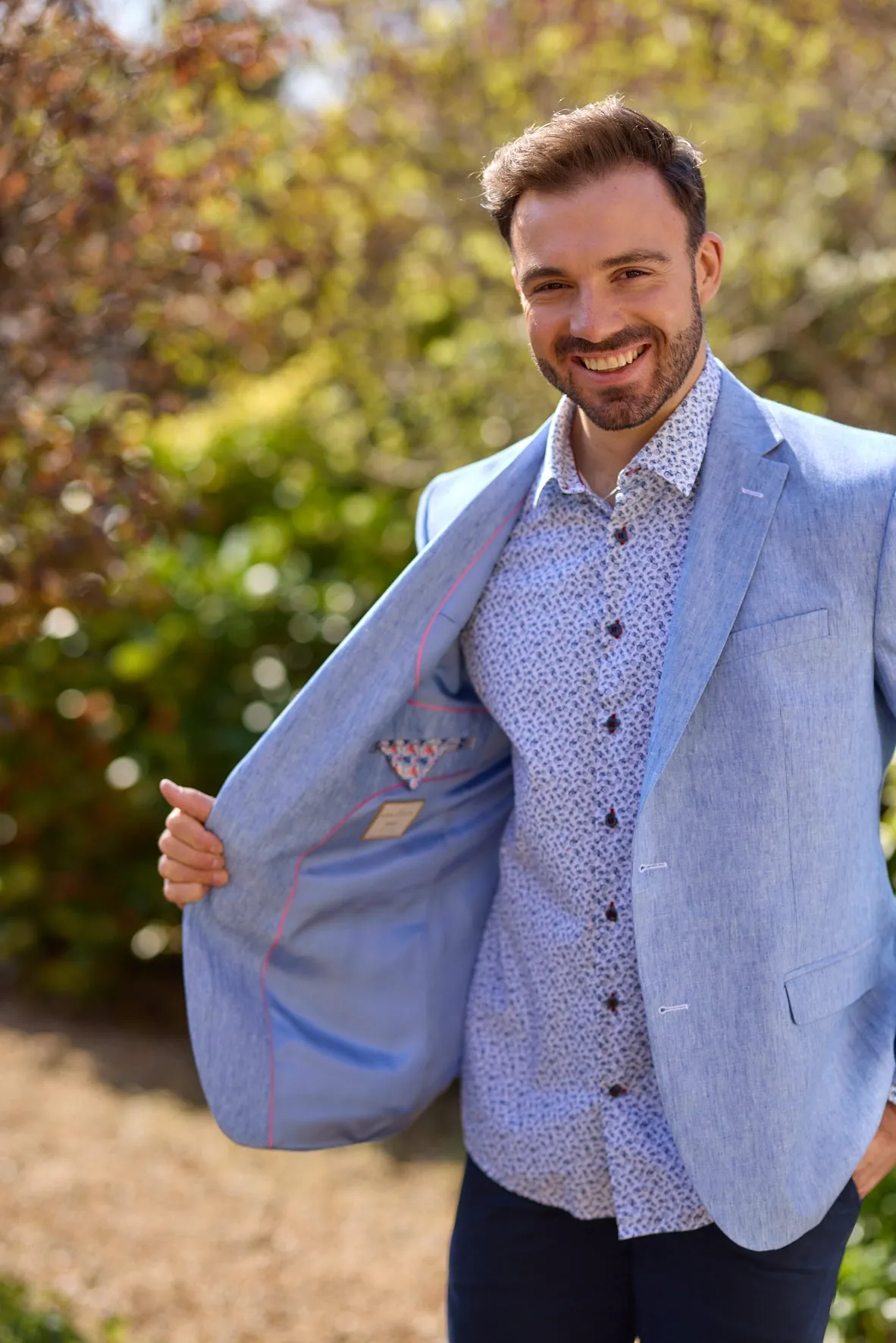 Gun Hill Mens Monza linen Jacket - Light blue