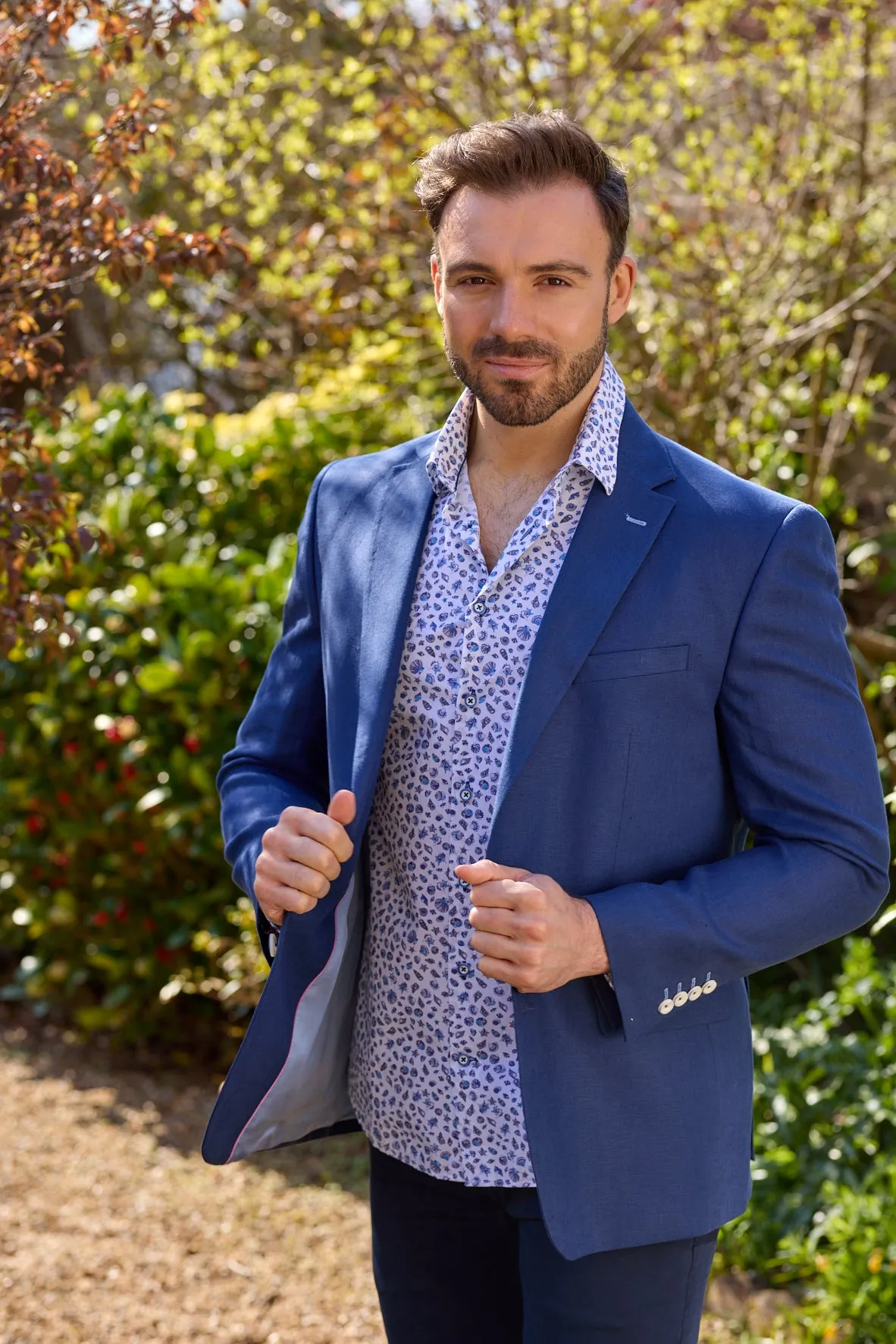 Gun Hill Mens Silverstone Linen Jacket - Navy