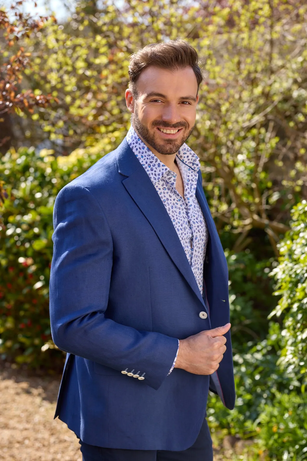 Gun Hill Mens Silverstone Linen Jacket - Navy