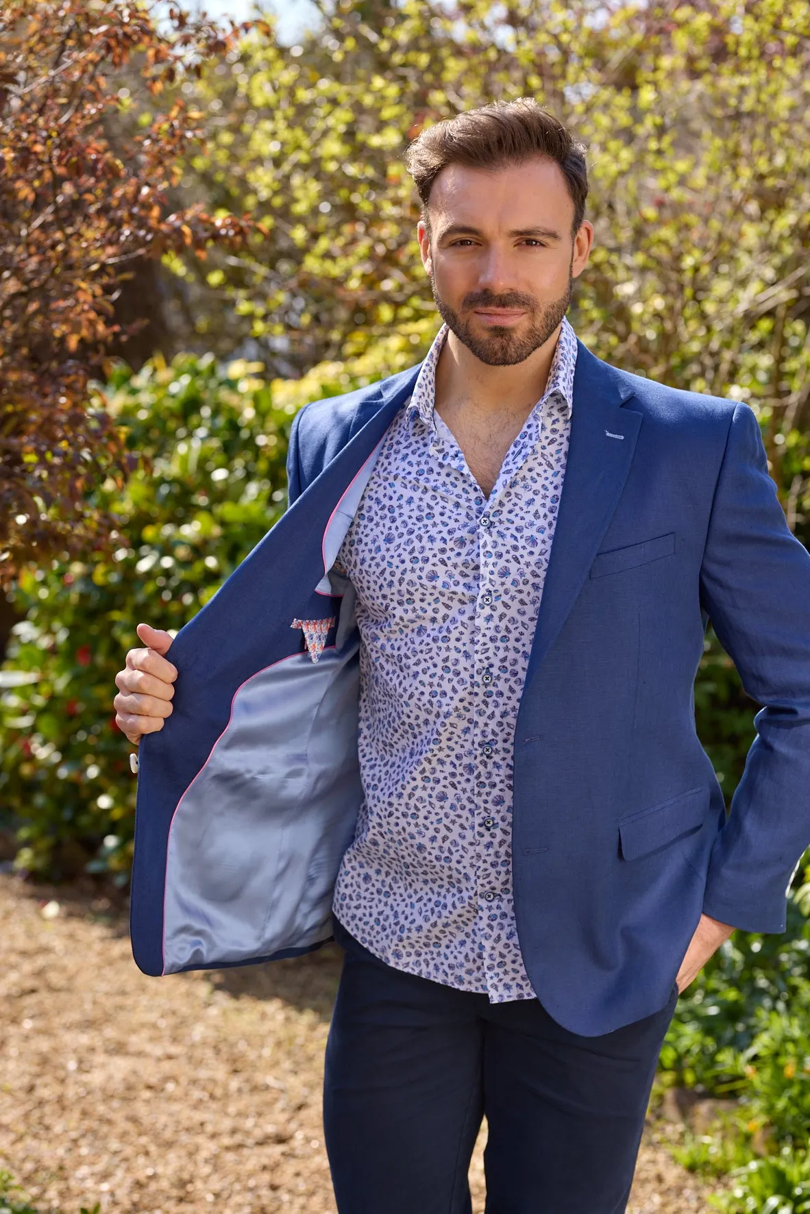 Gun Hill Mens Silverstone Linen Jacket - Navy