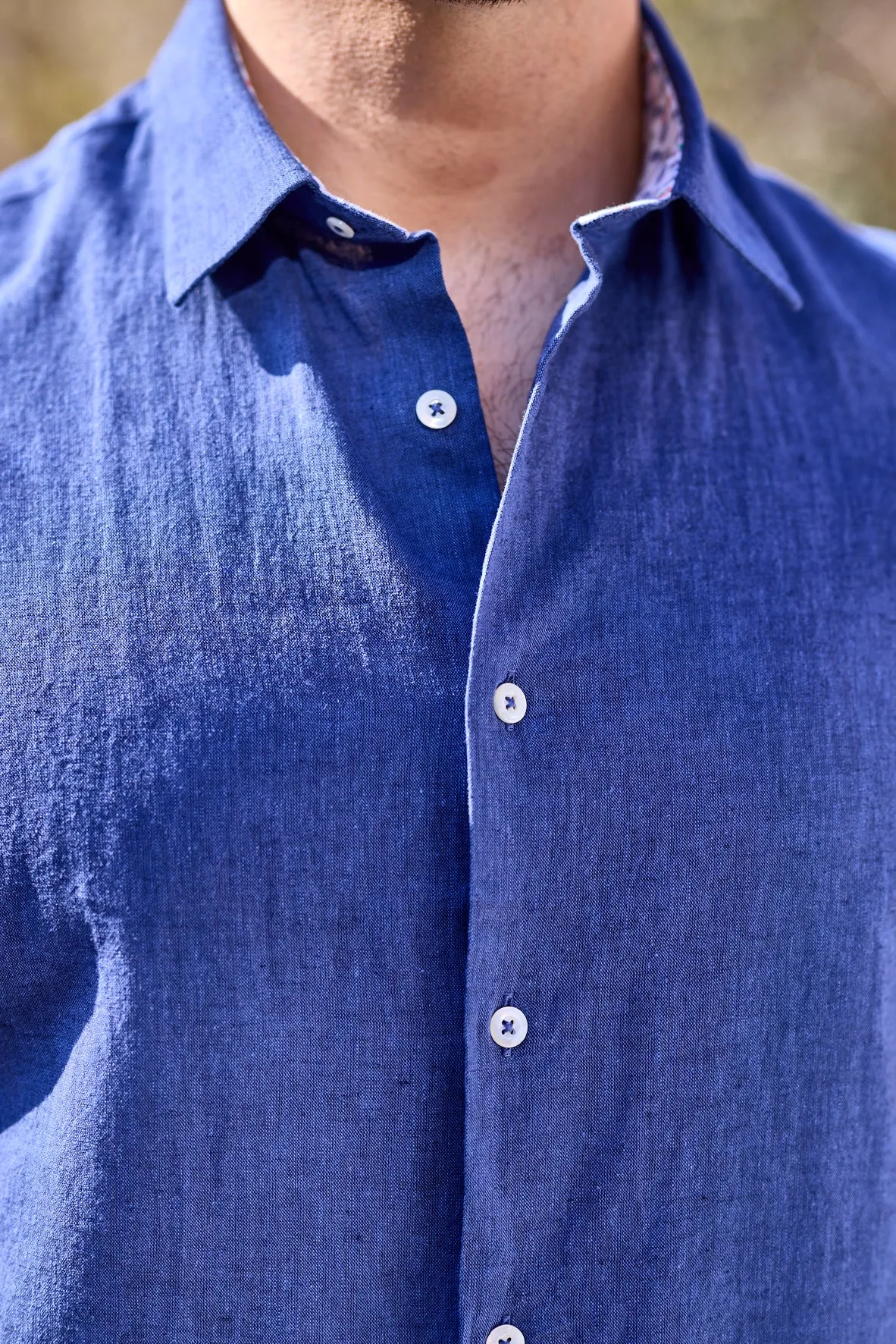 Gun Hill Mens Thunderbird Linen Shirt - Navy