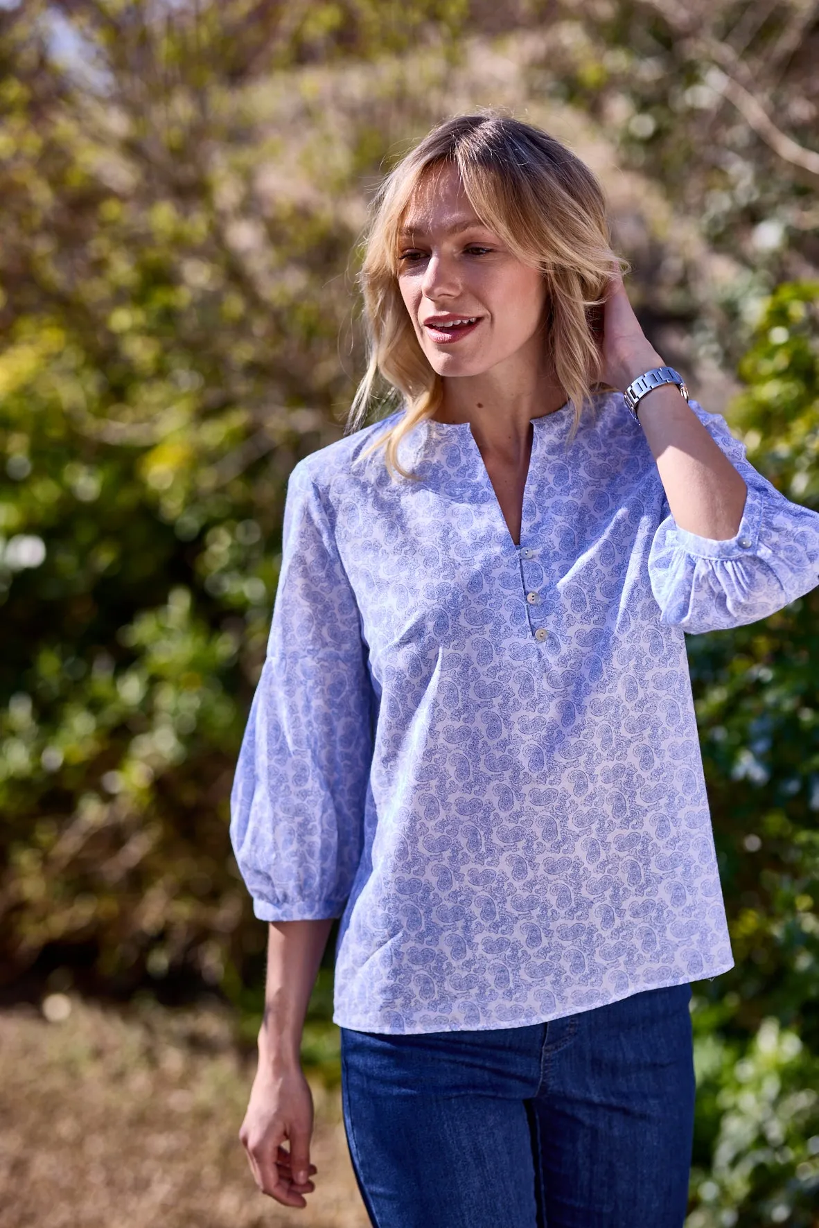 Gun Hill Womens Esparta top -  Blue/white