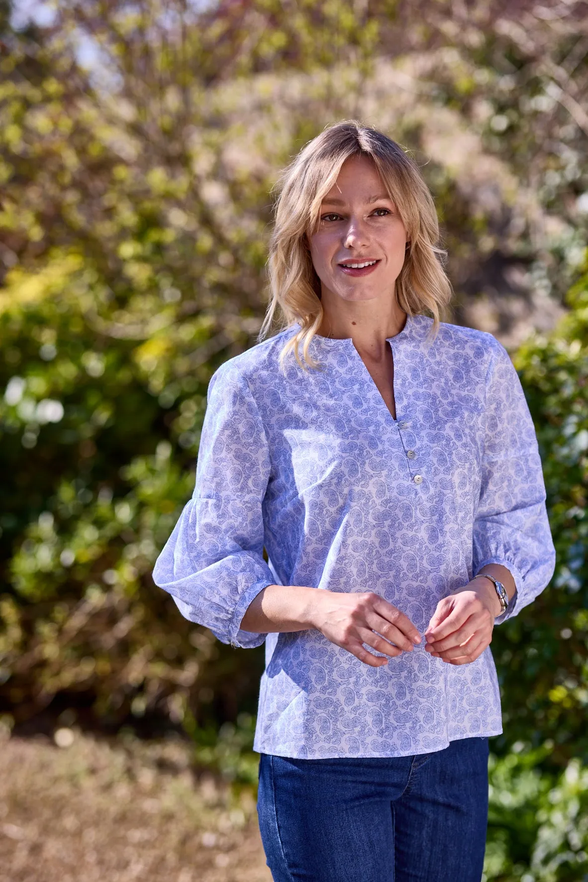 Gun Hill Womens Esparta top -  Blue/white