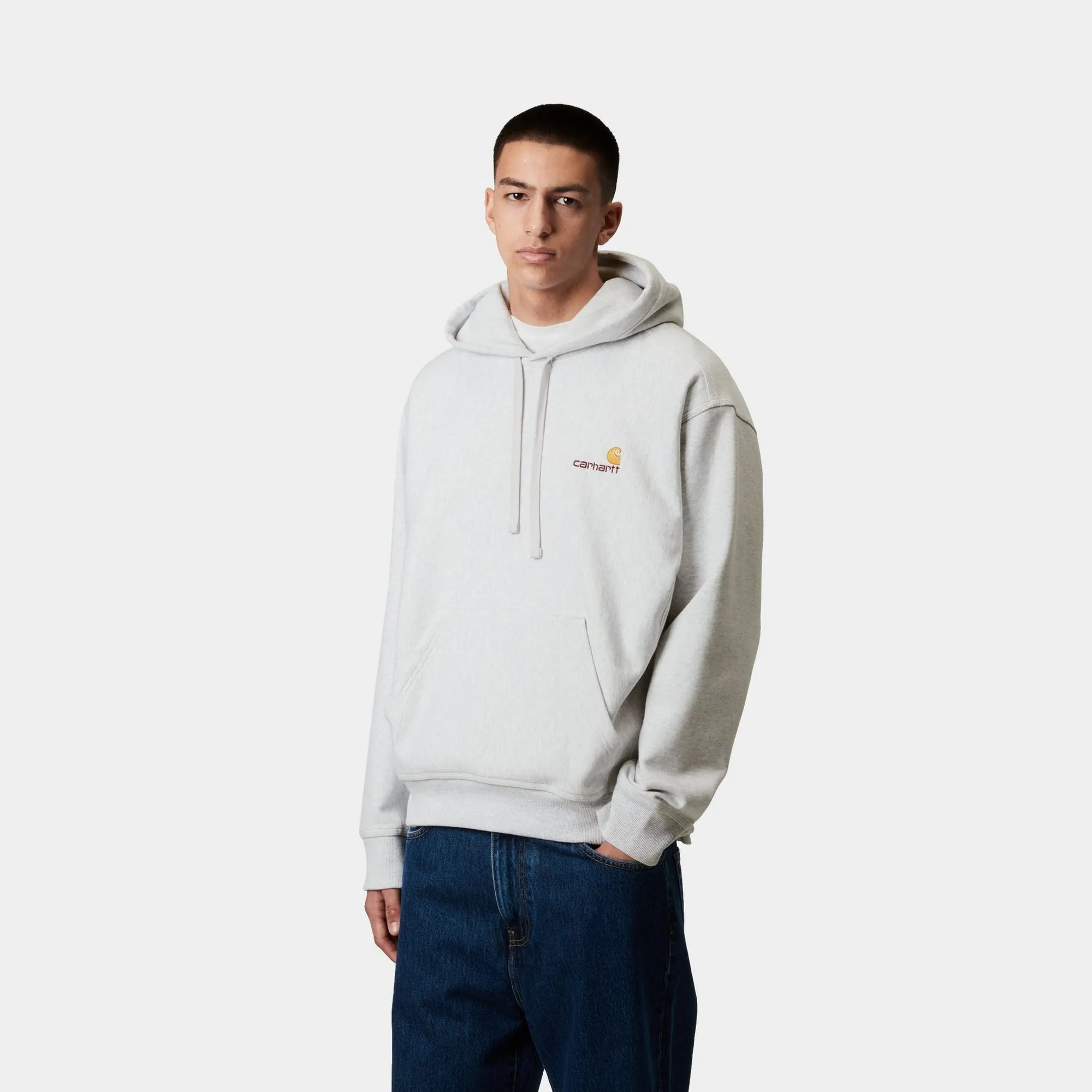 Hooded American Script Sweatshirt | Ash Heather Carhartt WIP