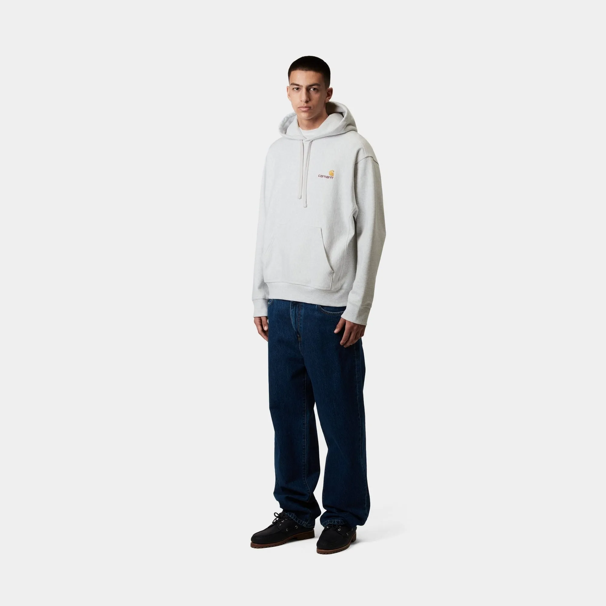 Hooded American Script Sweatshirt | Ash Heather Carhartt WIP