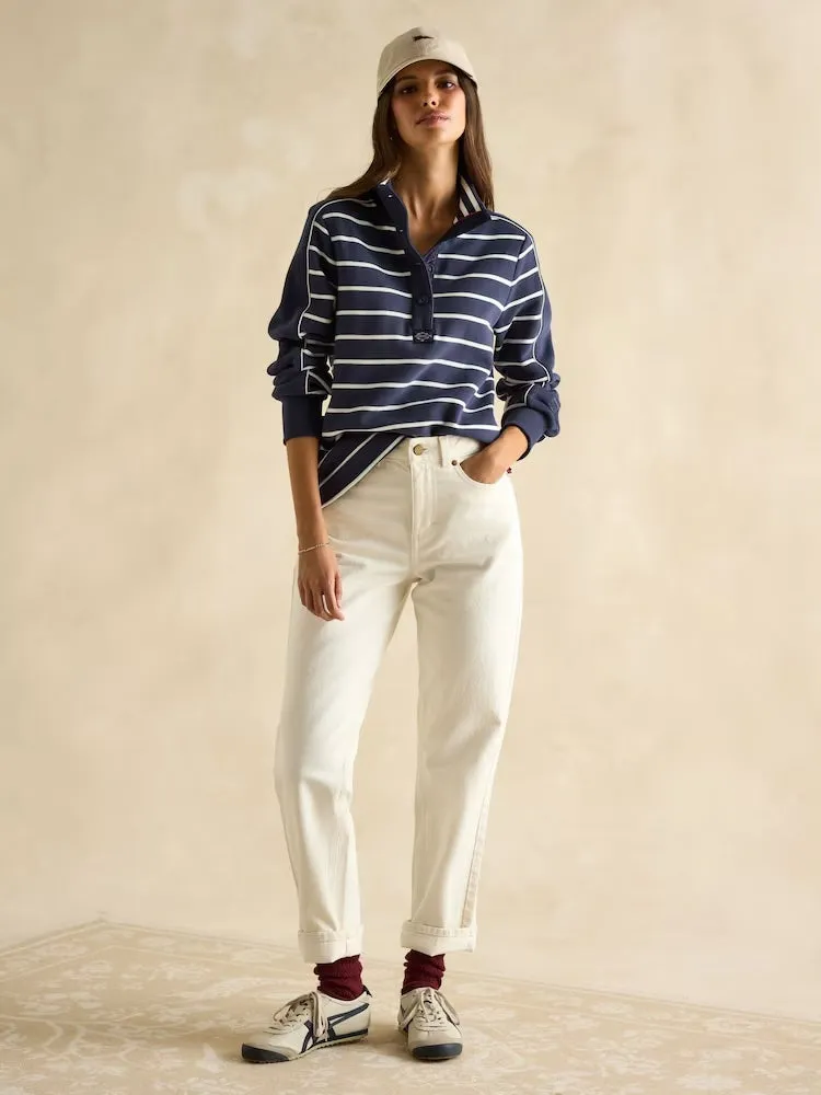 Joules Southwold Button Down Striped Sweatshirt