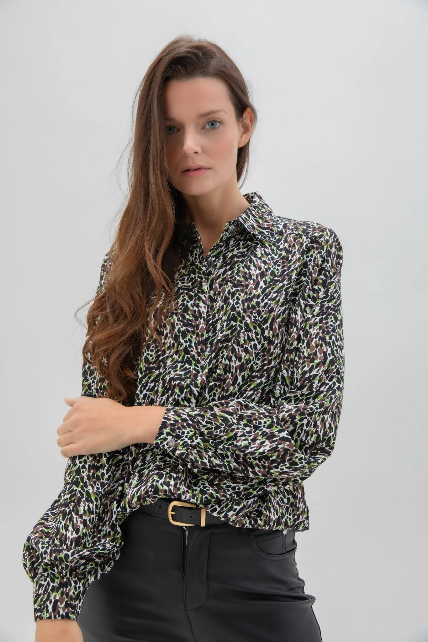Marble ladies SHIRT Brown Green Multi