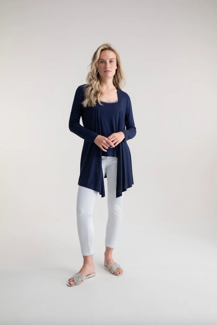 Marble Womens Long Cardigan - Navy