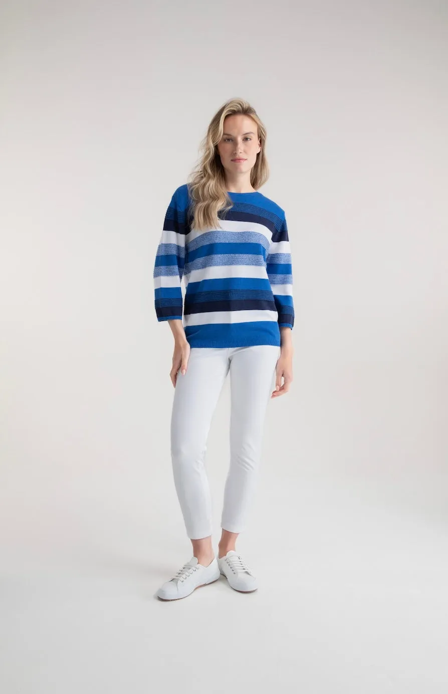 Marble Womens Striped Jumper - Cobalt/navy