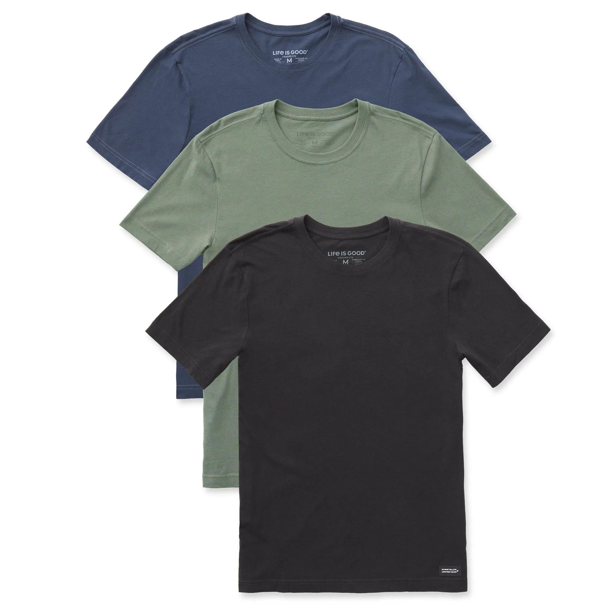 Mens Solid 3-Pack Crusher-LITE Slim Fit Tee-Multi LIFE IS GOOD