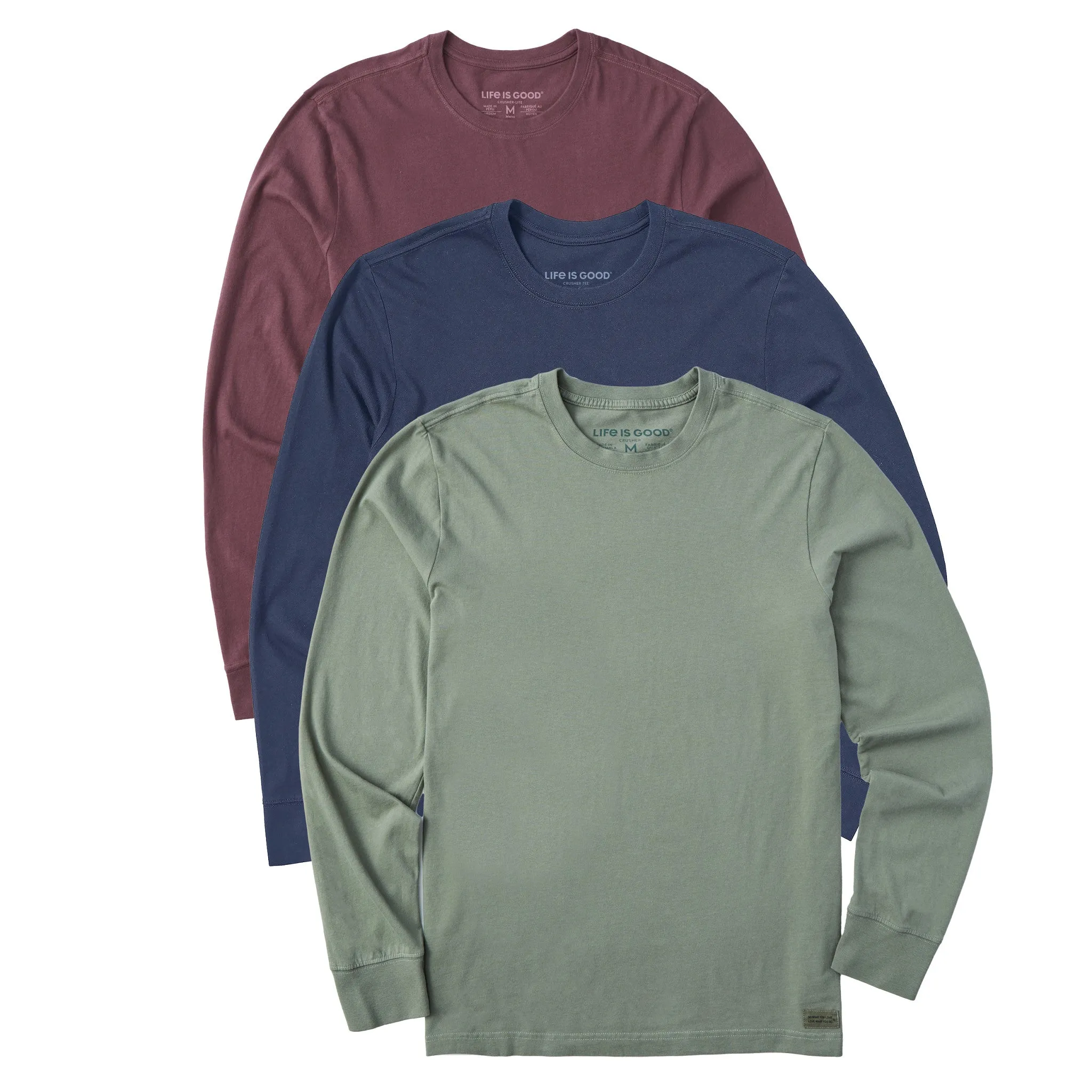 Mens Solid 3-Pack Long Sleeve Crusher Tee Multi LIFE IS GOOD