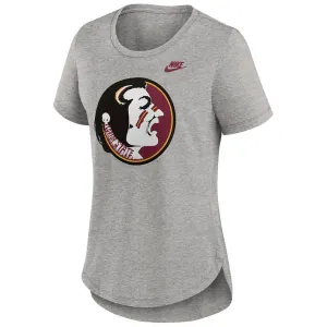 Nike Women's Vault Seminole Logo Short Sleeve Legacy Tri-blend T-shirt - Dark Grey Heather