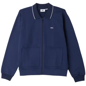 Obey Fontana Zip Front Polo Sweatshirt Academy Navy