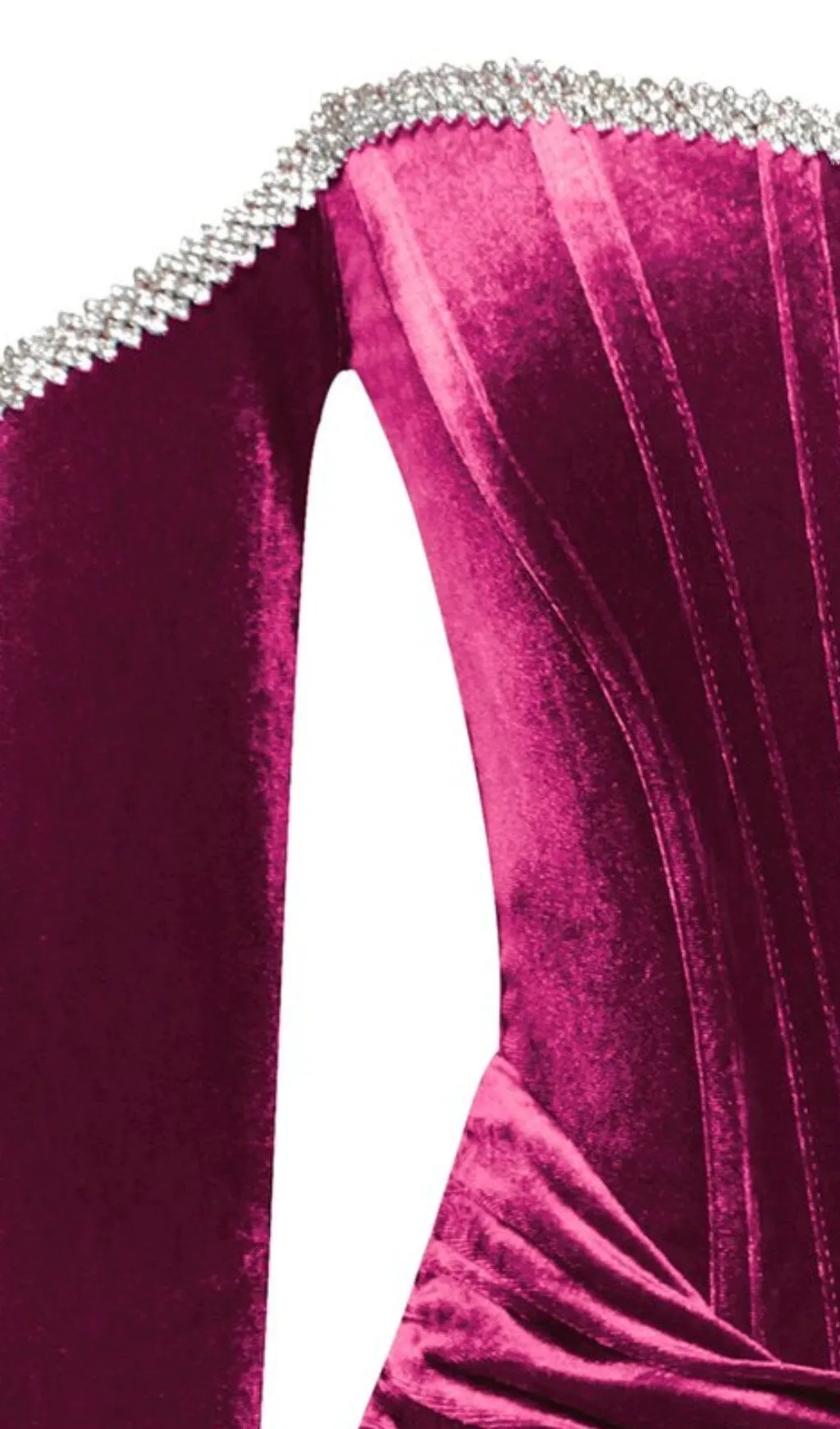 ODETTE BURGUNDY VELVET OFF SHOULDER CORSET DRESS WITH CRYSTAL TRIM Gloria Lanvin