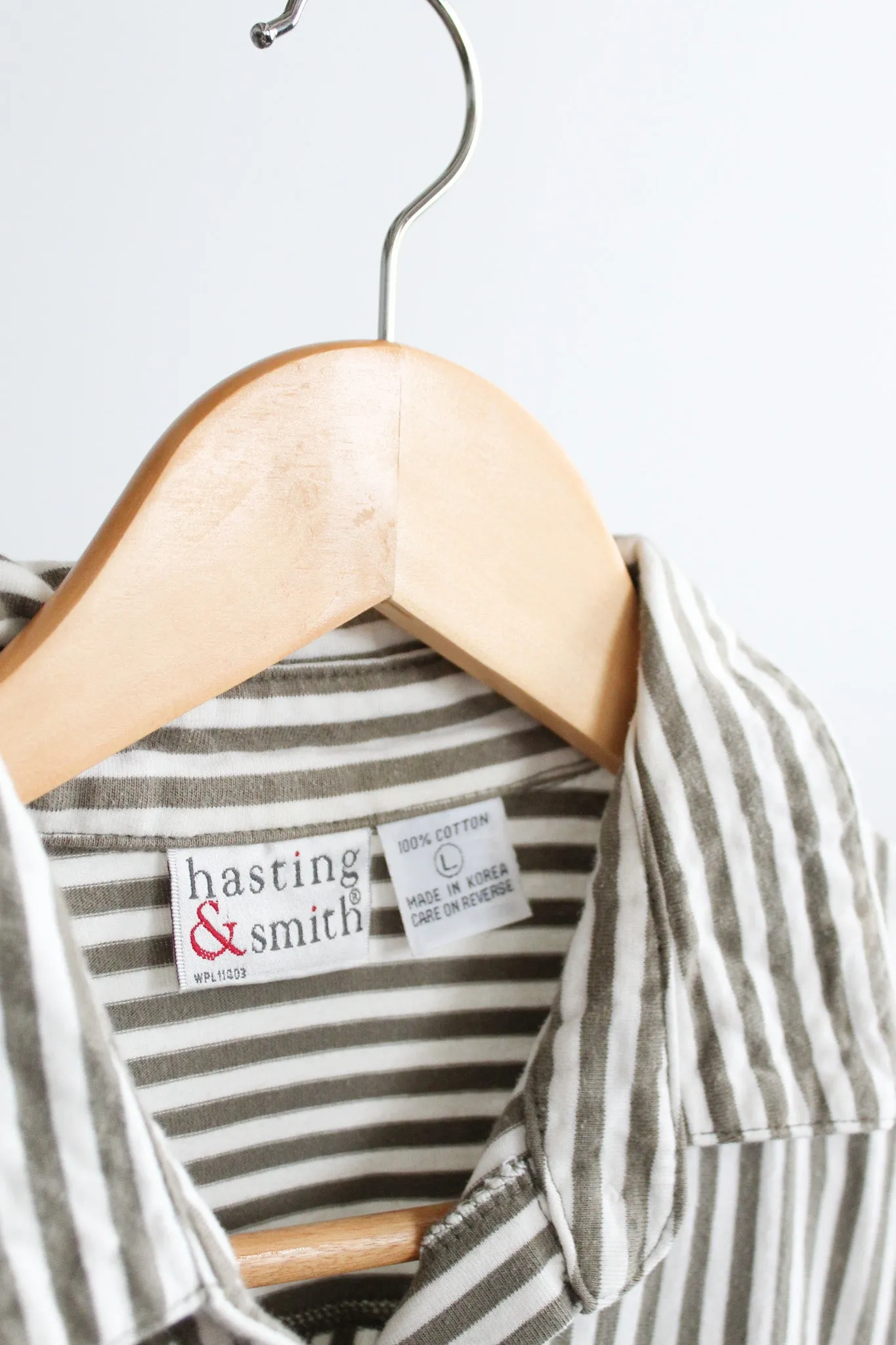 olive branch striped button up 1919 Vintage