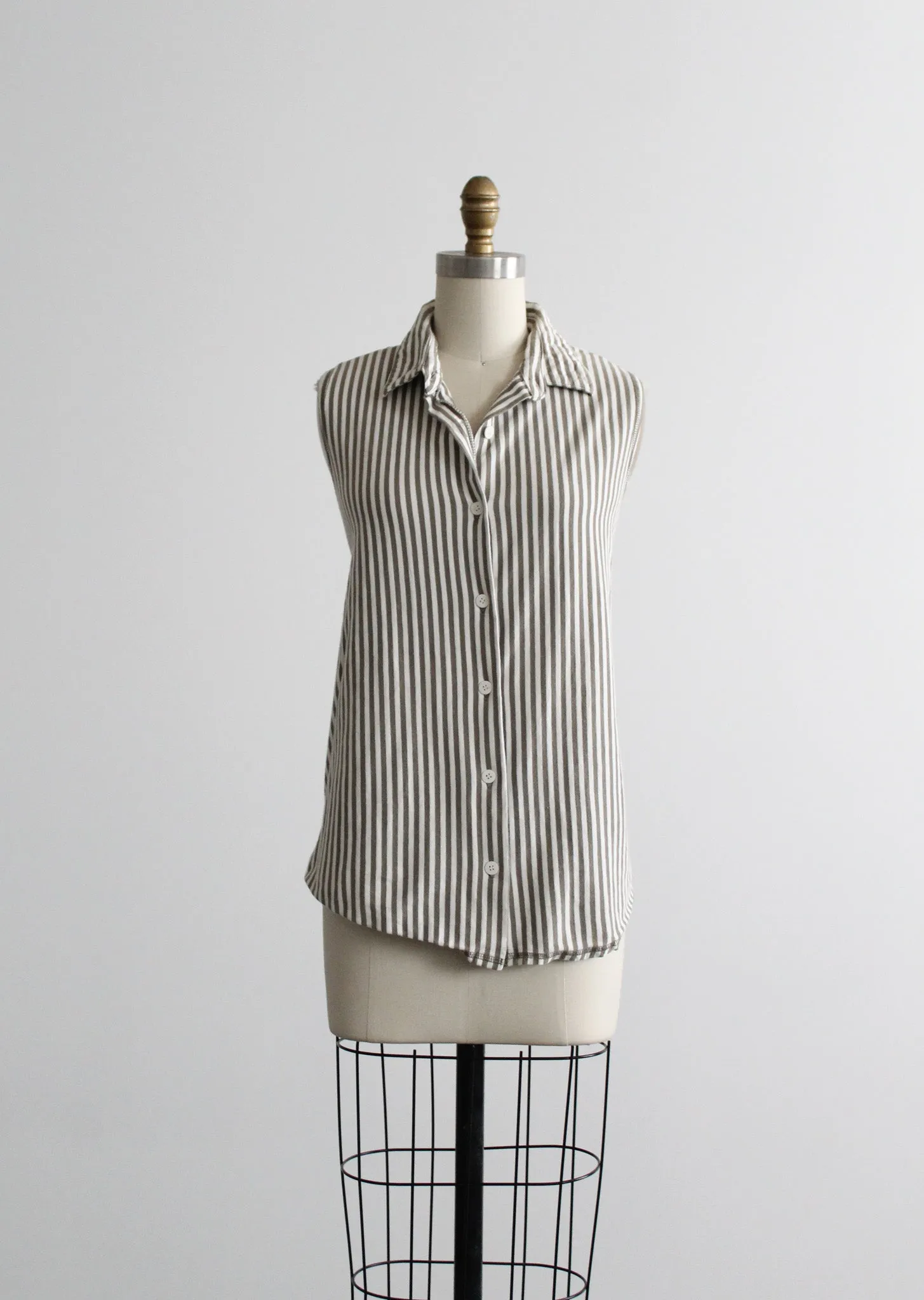 olive branch striped button up 1919 Vintage