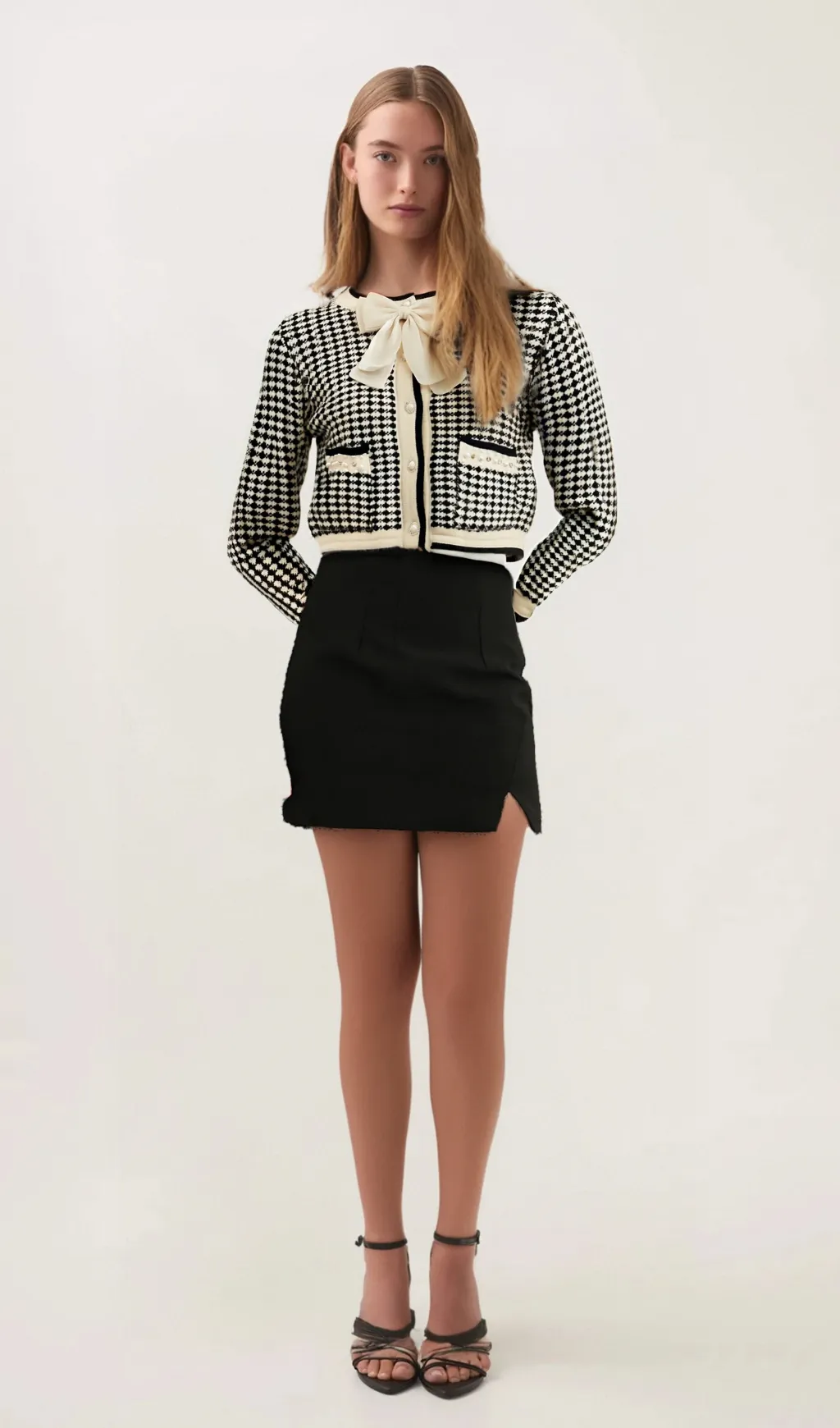 Orlane checked bow-embellished cardigan Gloria Lanvin