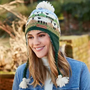 Pachamama Womens Snowy Sheep Chullo.- Blue multi