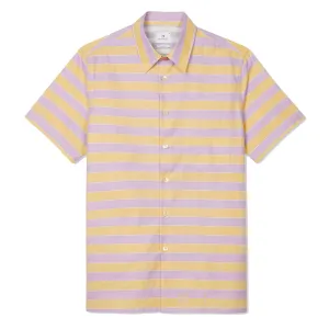 Paul Smith Stripe Cotton-Linen Shirt Purple and Yellow