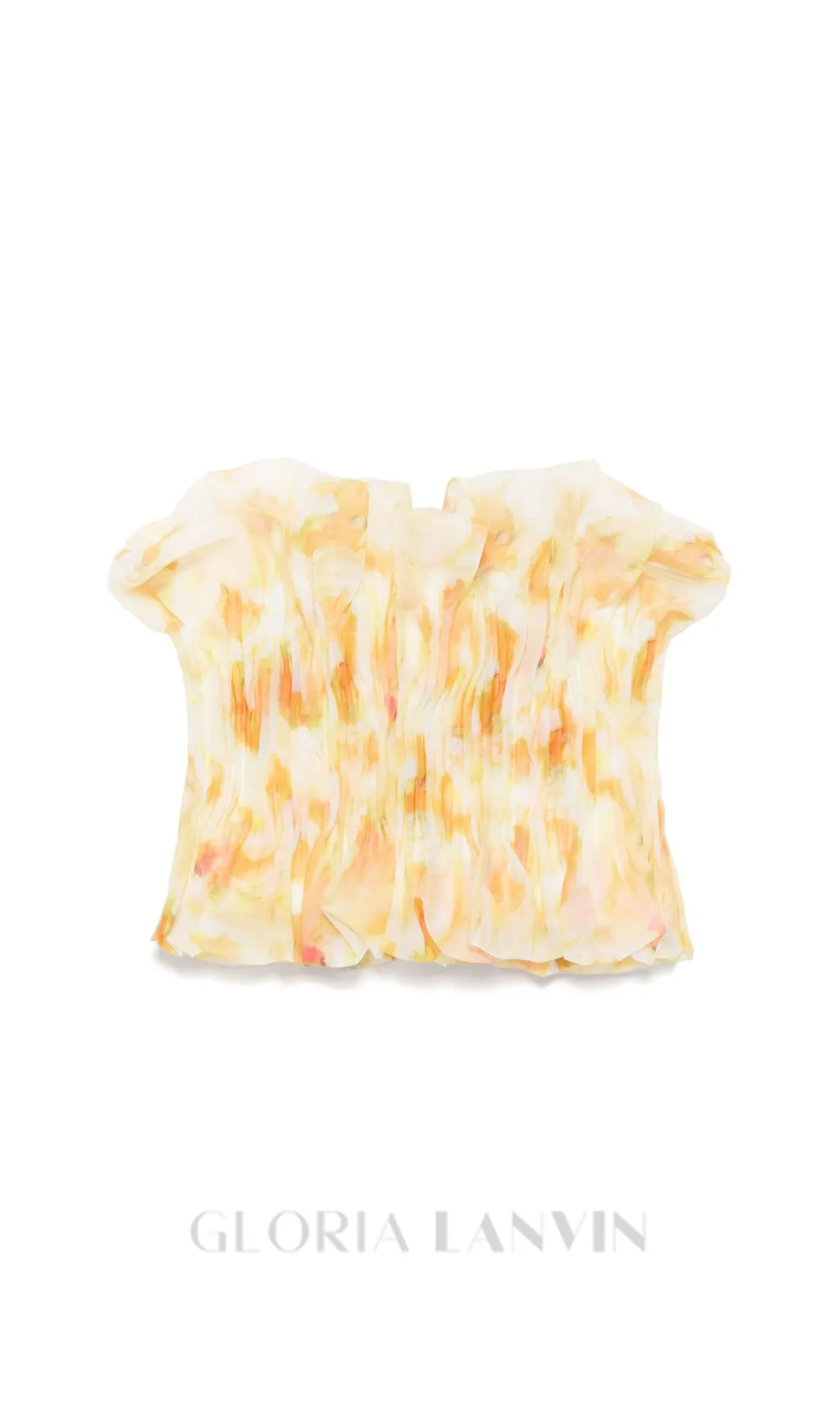 print ruffle trim top in yellow Gloria Lanvin