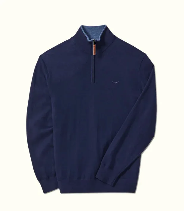 R M Williams Mens Ernest half zip - Indigo