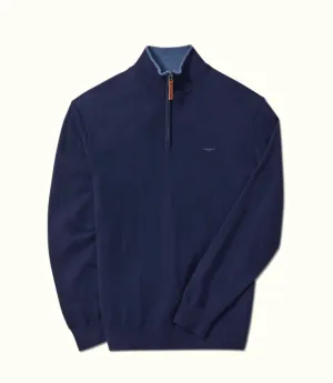 R M Williams Mens Ernest half zip - Indigo