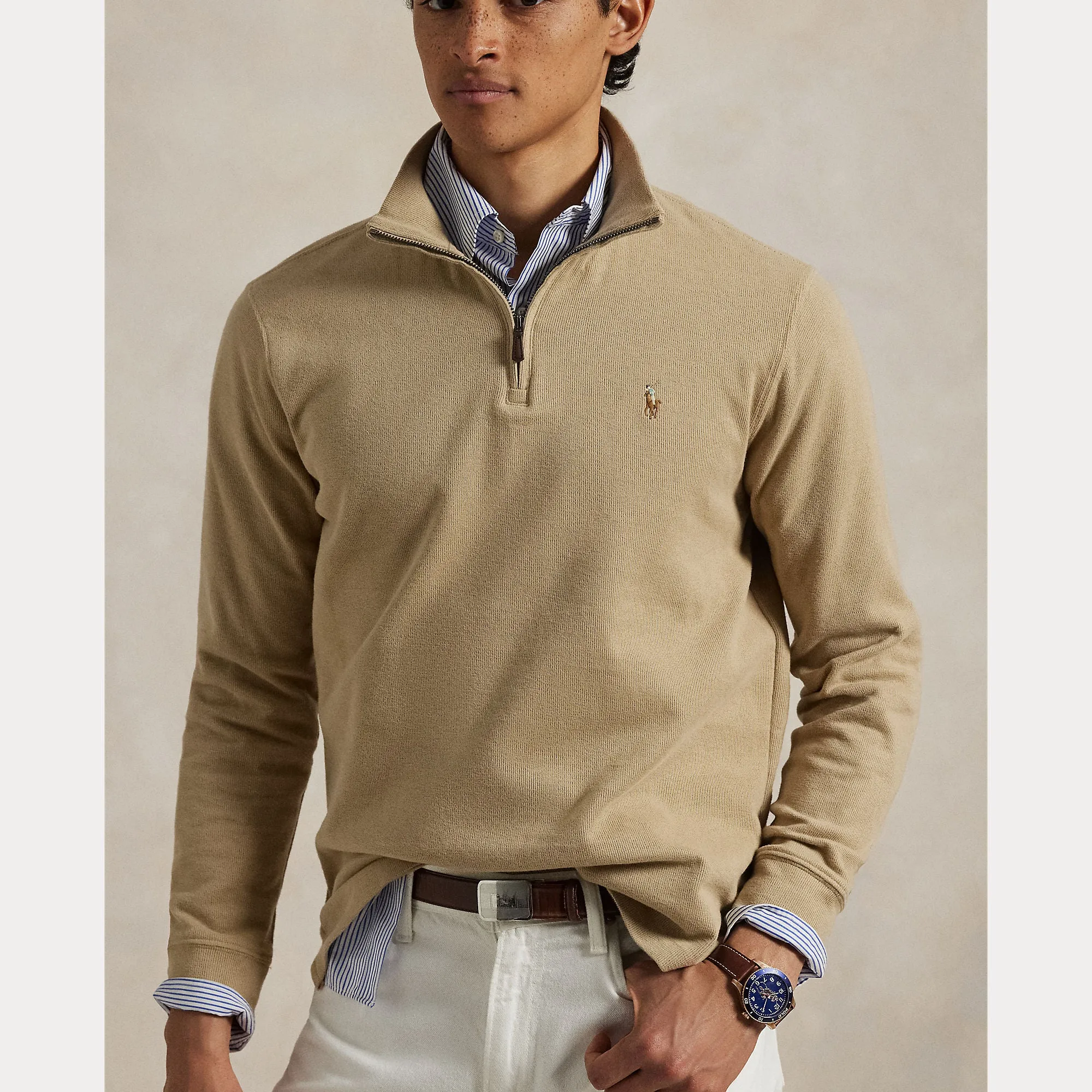 Ralph Lauren Mens Half zip Sweater - Coastal Blue or beige