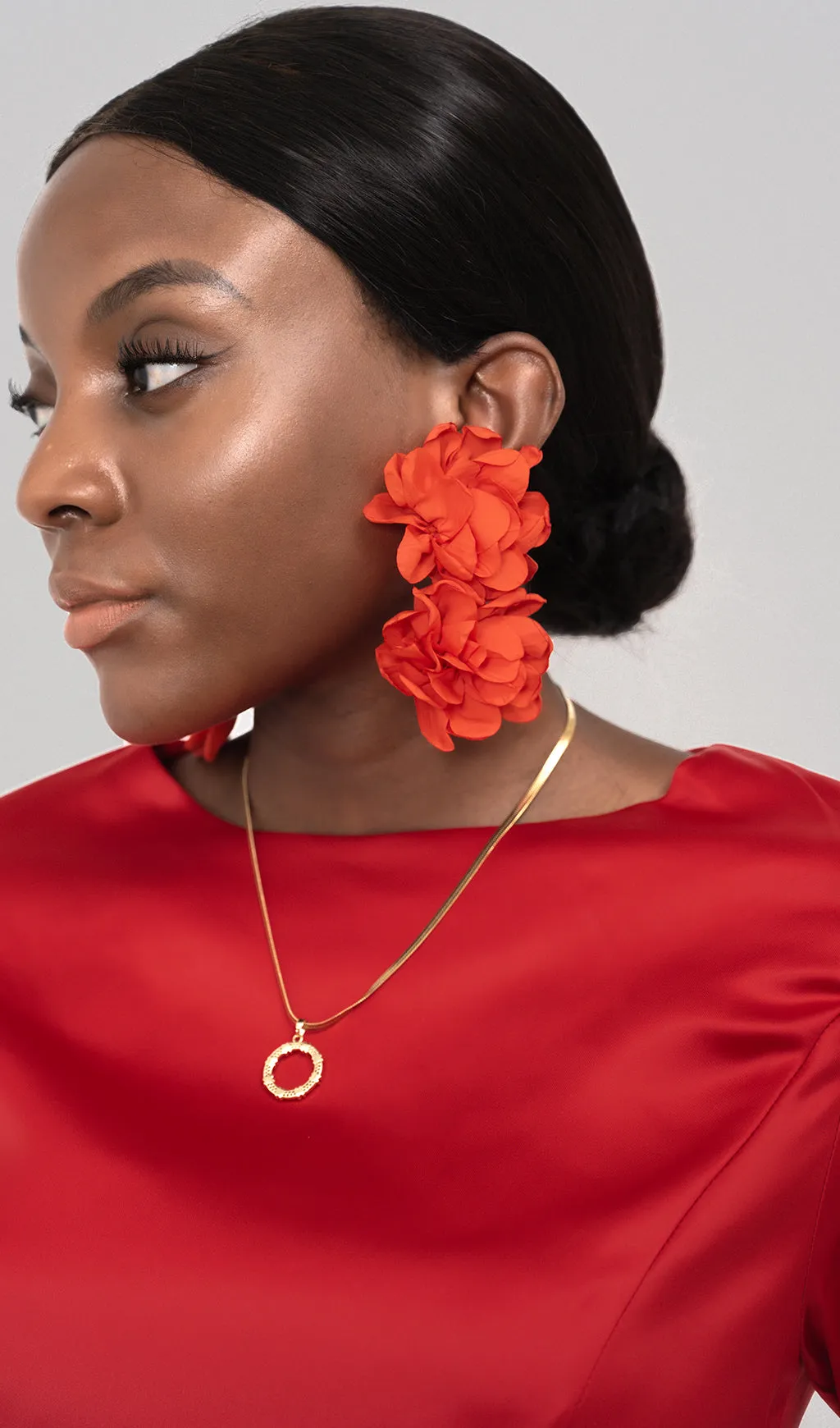 RANDA RED SATIN LONG SLEEVE MINI DRESS Gloria Lanvin