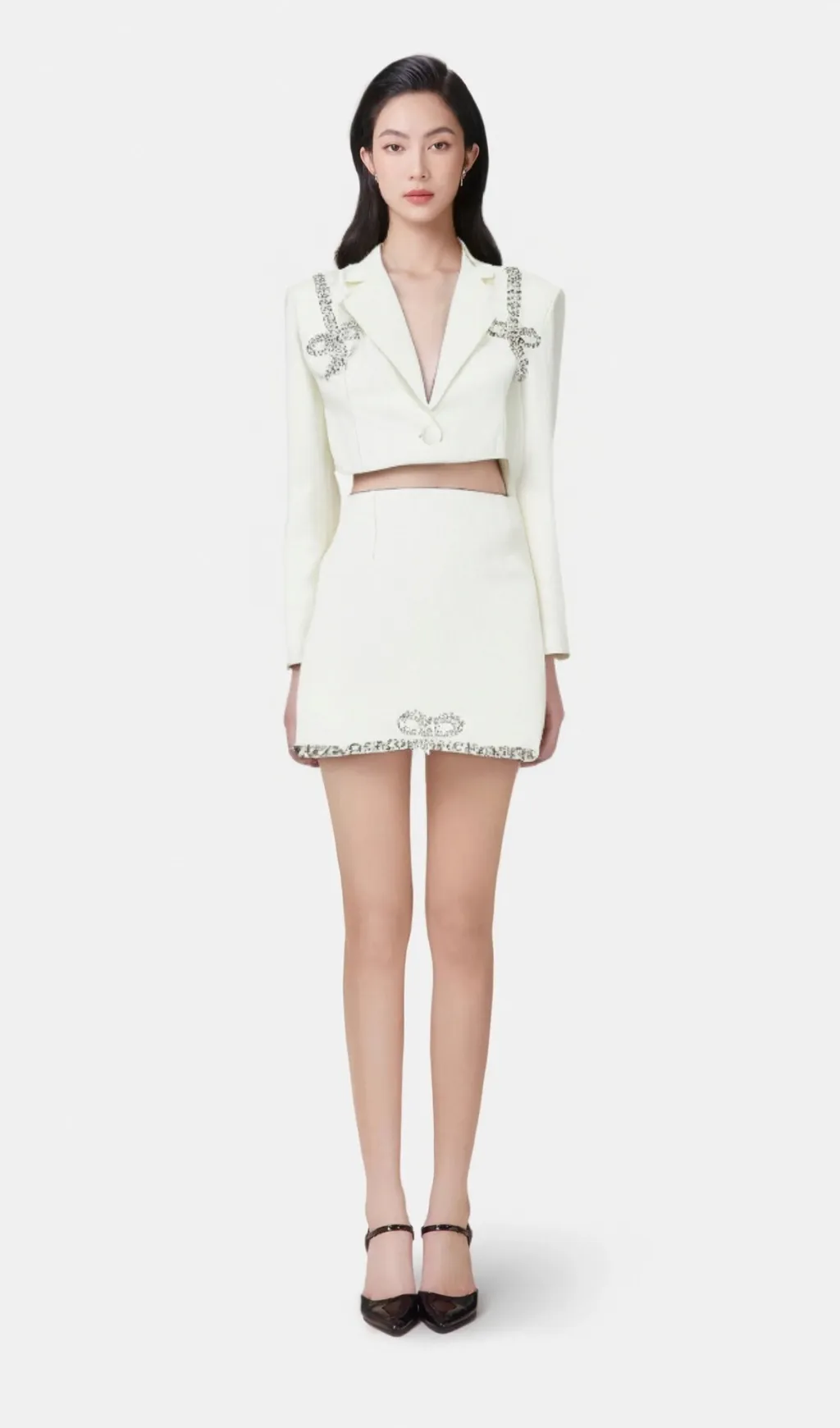 Sabine crystal-embellished jacket & skirt matching set Gloria Lanvin
