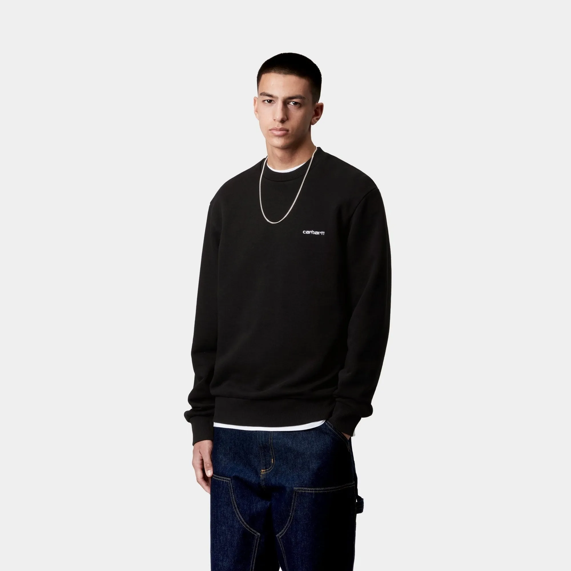 Script Embroidery Sweatshirt | Black / White Carhartt WIP