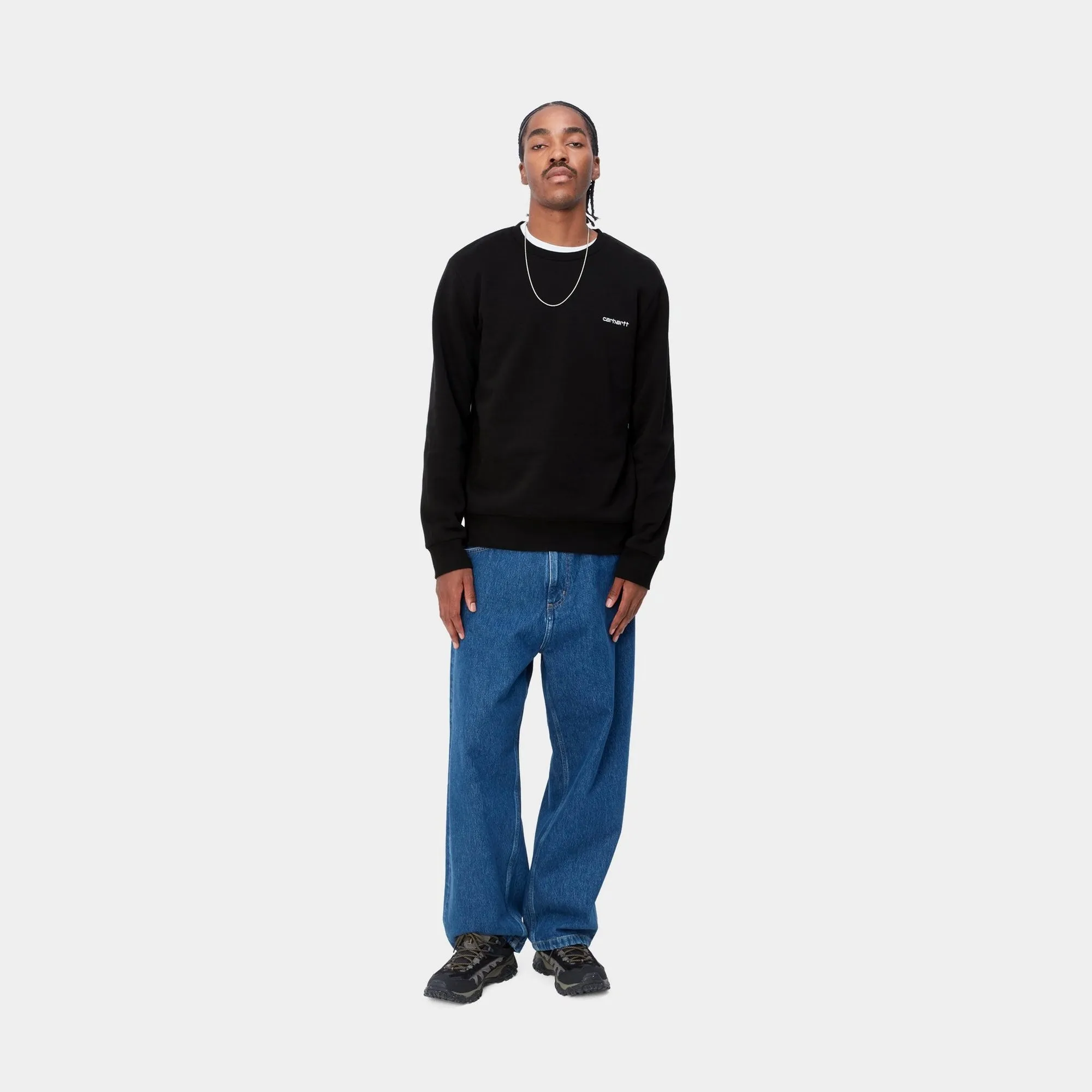Script Embroidery Sweatshirt | Black / White Carhartt WIP