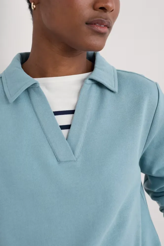 Seasalt Clear Wing V-Neck Collared Sweatshirt