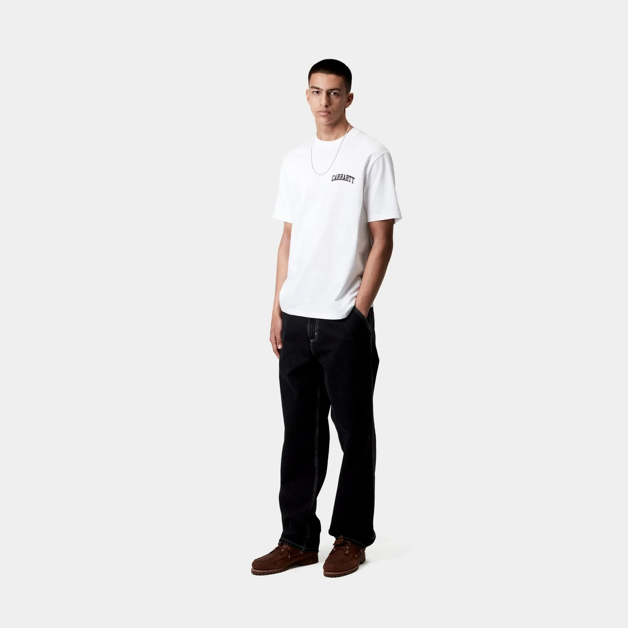 University Script T-Shirt | White / Black Carhartt WIP