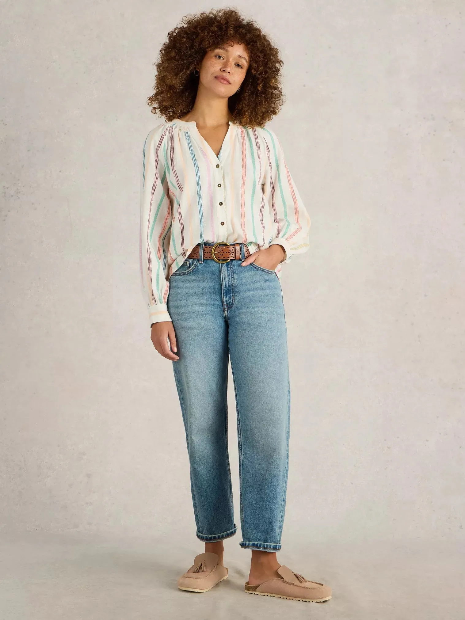 White Stuff Gilly Stripe Jaquard Top
