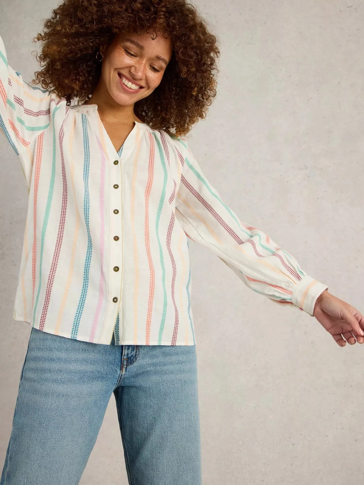 White Stuff Gilly Stripe Jaquard Top